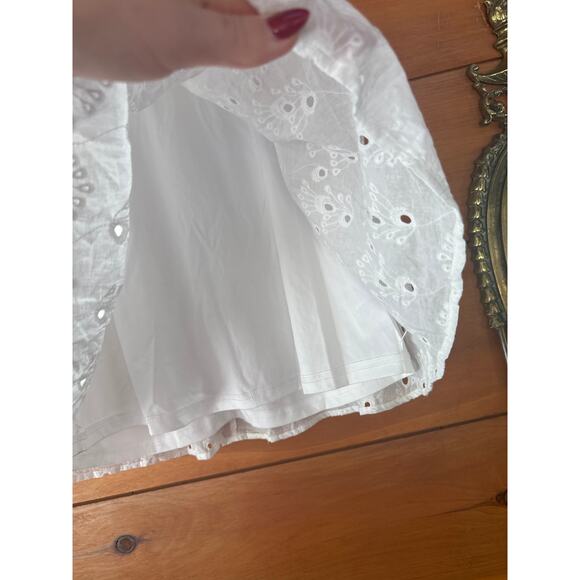 Lulus Flirtatious in Florence White Ruffled Eyelet Cotton Mini Dress Weekend M - Picture 7 of 10